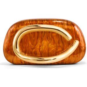 Women's Orange Marble Evening Formal Clutch Trendy Shoulder Handle Strap Bags